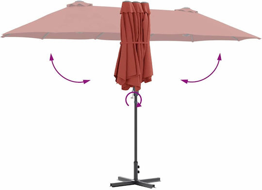 Aluminum Garden Parasol Orange 3.8x1.96xHeight 2.35m