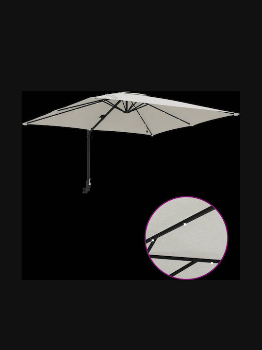 Umbrella Floor Aluminum Beige with LED Lighting 2.48x2.47m