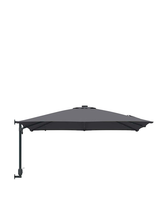 Umbrella Floor Aluminum Gray with LED Lighting 2.48x2.47m