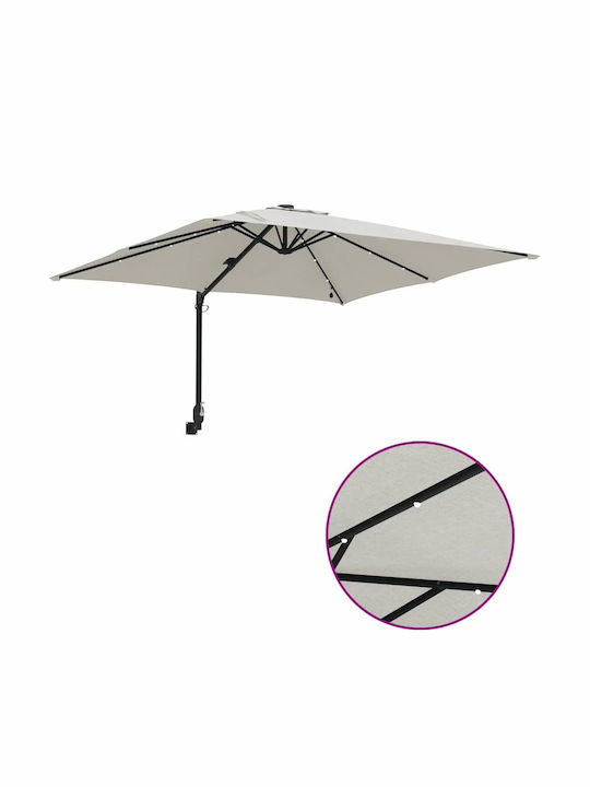 Umbrella Floor Aluminum Beige with LED Lighting 2.48x2.47m
