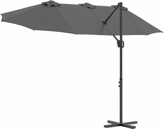 Metallischer Grauer Garten- und Terrassen-Sonnenschirm 3.72x1.98xH2.53m