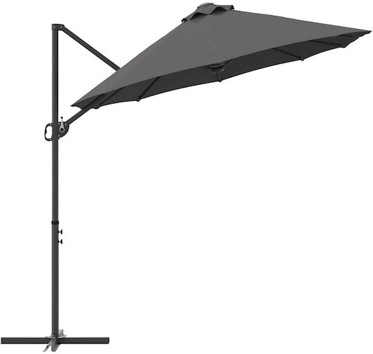 Metallischer Grauer Garten- und Terrassen-Sonnenschirm 3.72x1.98xH2.53m