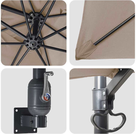 Umbrella Floor Aluminum Brown with LED Lighting 2.48x2.47m Umbrella Floor Aluminum Brown with LED Lighting 2.48x2.47m