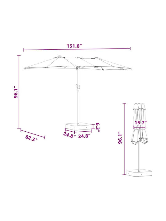 Aluminum Garden Parasol Green 3.85x2.09xHeight 2.44m