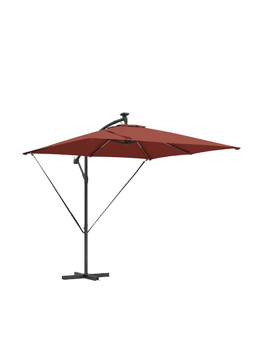 Hängender Aluminium-Garten- und Terrassen-Sonnenschirm Orange 2,94x2,94xHöhe 2,5 m