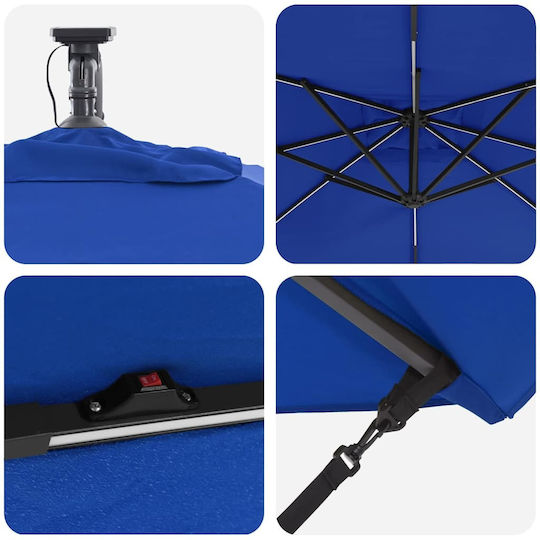 Umbrelă Suspendată Din Aluminiu Albastră 2.94x2.94xÎnălțime 2.5m