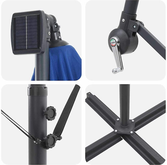 Umbrelă Suspendată Din Aluminiu Albastră 2.94x2.94xÎnălțime 2.5m