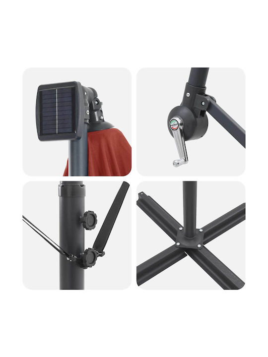 Hängender Aluminium-Garten- und Terrassen-Sonnenschirm Orange 2,94x2,94xHöhe 2,5 m
