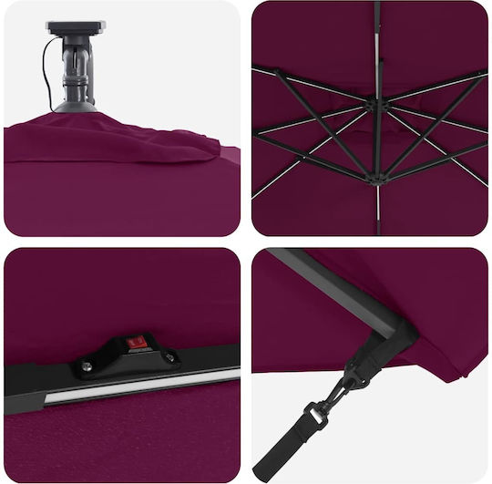 Hanging Aluminum Burgundy Garden & Terrace Parasol 2.94x2.94xHeight 2.5m