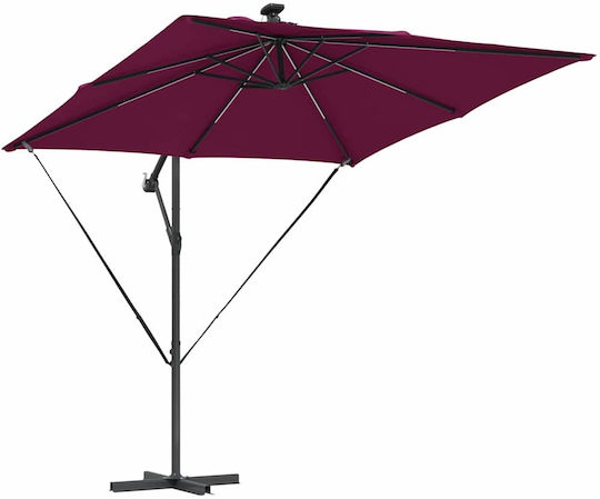 Hanging Aluminum Burgundy Garden & Terrace Parasol 2.94x2.94xHeight 2.5m