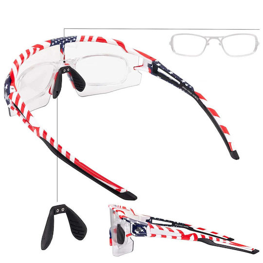 Rockbros Cycling Glasses with White Frame & Photochromic Lenses