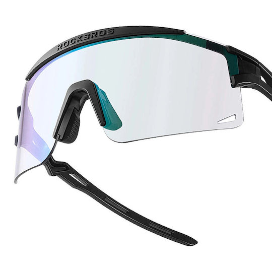Rockbros Cycling Glasses with Black Frame & Photochromic / Transparent Lenses