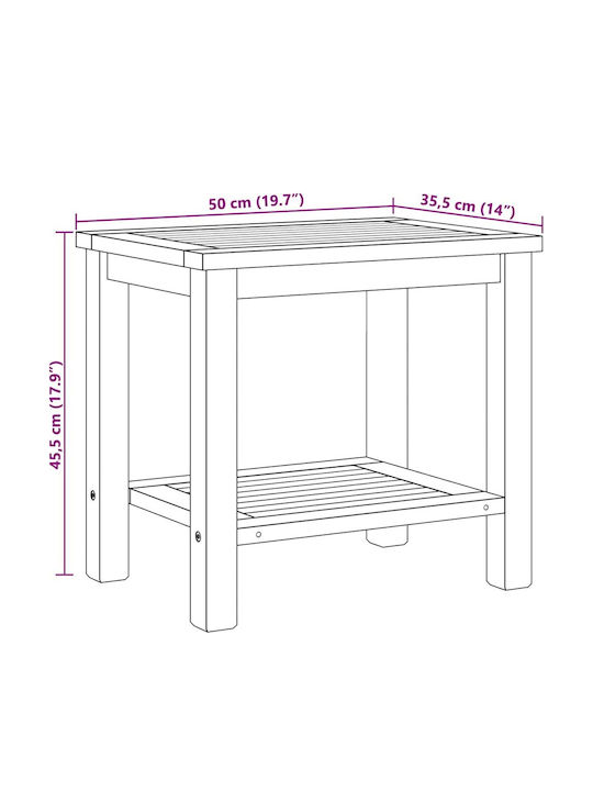 Sitting Room Table for Small Outdoor Spaces Made of Brown Teak 50x35x45cm