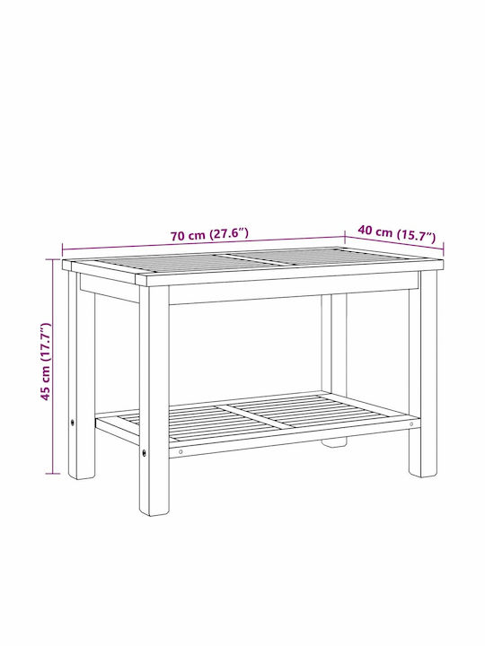 Sitting Room Table for Small Outdoor Spaces from Teak Brown 70x40x45cm