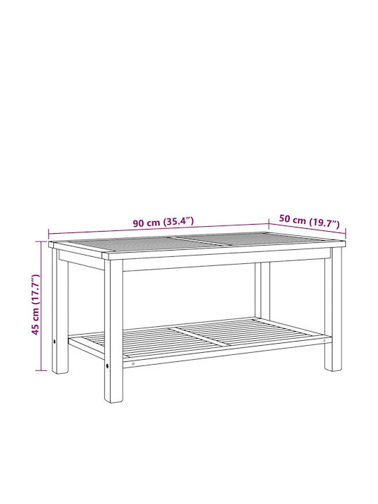 Sitting Room Table for Small Outdoor Spaces from Teak Brown 90x50x45cm