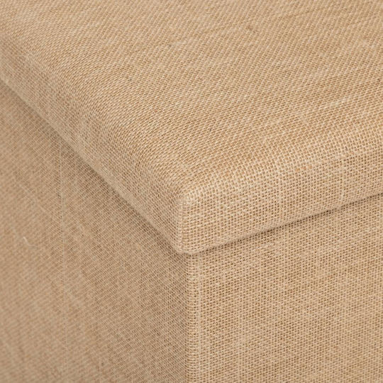 Столче за пейка с Място за Съхранение Слама F-V Folding Бежово 76x38x38см
