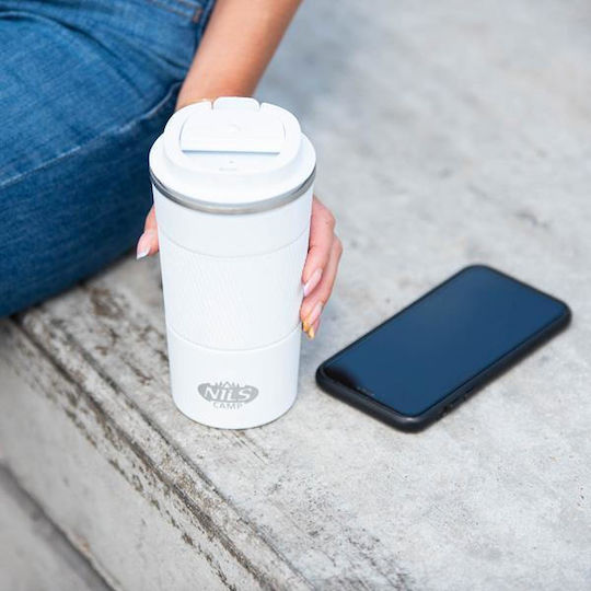 Nils Stainless Steel Thermos Bottle 510ml White with Handle