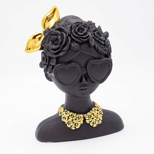Table Decorative Woman Polyresin Black-Gold 14.5x10.5x20cm