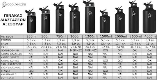 Cool'NMore Бутилка Термос Неръждаема Стомана Без BPA 750ml Бял с Мундщук, Примка, Сламка и Дръжка