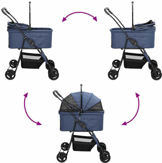 vidaXL Waterproof Dog/Cat Carrying Blue Stroller for 7.2kg Pets L99xW81xH47cm