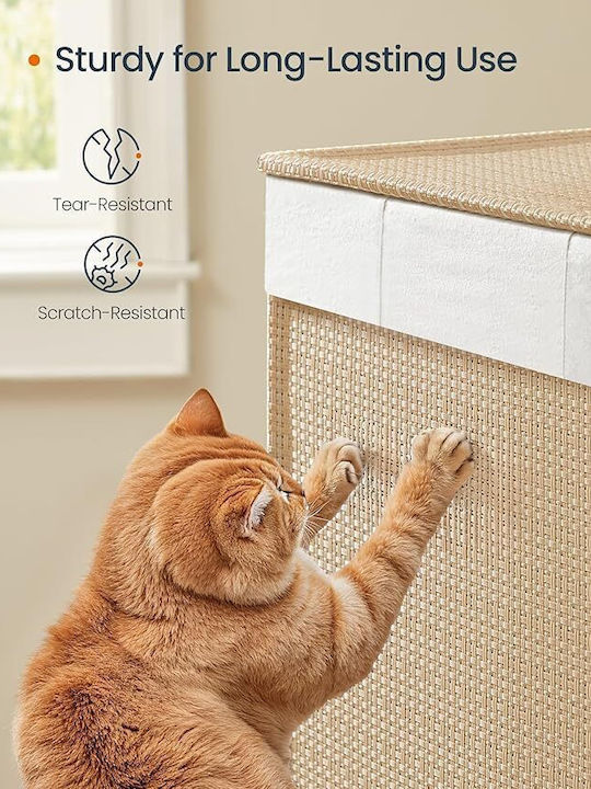 Songmics Wicker Collapsible Laundry Basket 140lt with Cap 66.5x37.5x65cm Beige