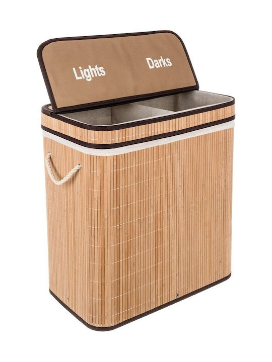 Coș De Rufe Din Bambus Pliabil 100lt 60x54x35cm Bej