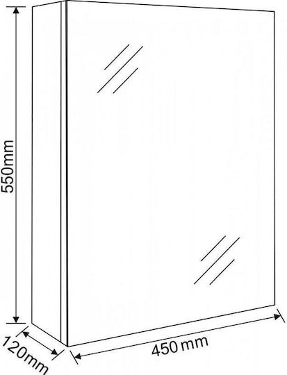 Inter Ceramic Bathroom Mirror made of Plastic with Cabinet 55x45cm White