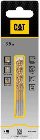 CAT Satz 3 Bohrer HSS Titan mit Zylindrischem Schaft für Metall και Holz