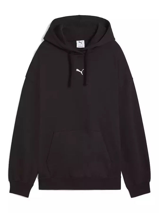Logo Long Women's Sweatshirt Jacket Hooded Black