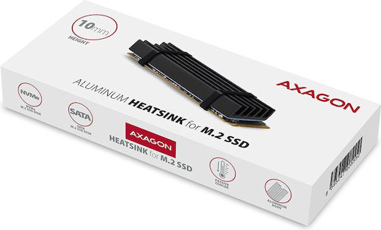 Axagon M.2 SSD-Kühlung 80mm SSD ALU Gehäuse Silikon-Wärmeleitpads Höhe 10mm Schwarze
