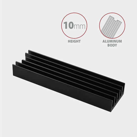 Axagon M.2 SSD-Kühlung 80mm SSD ALU Gehäuse Silikon-Wärmeleitpads Höhe 10mm Schwarze
