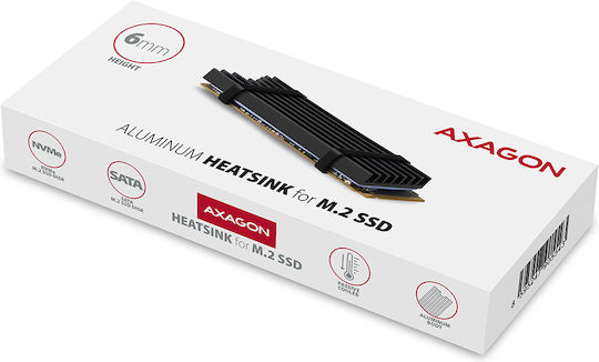 Axagon M.2 SSD-Kühlung 80mm SSD ALU Gehäuse Silikon-Wärmepads Höhe 6mm Schwarz