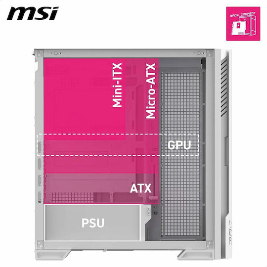 MSI MPG Velox 300R Airflow PZ Gaming Midi Tower Computer Case with ARGB Lighting White
