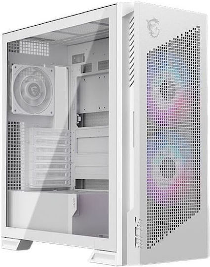 MSI MPG Velox 300R Airflow PZ Gaming Midi Tower Computer Case with ARGB Lighting White
