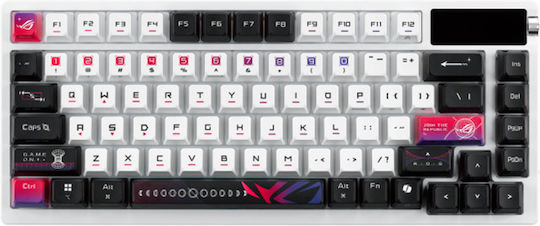 Asus ROG Azoth X Ασύρματο Gaming Μηχανικό Πληκτρολόγιο 75% με ROG NX Snow διακόπτες και RGB φωτισμό (International English) Λευκό