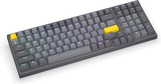 Endorfy EY5A124 Ασύρματο Gaming Μηχανικό Πληκτρολόγιο με Gateron Yellow διακόπτες και RGB φωτισμό (Αγγλικό US) Γκρι