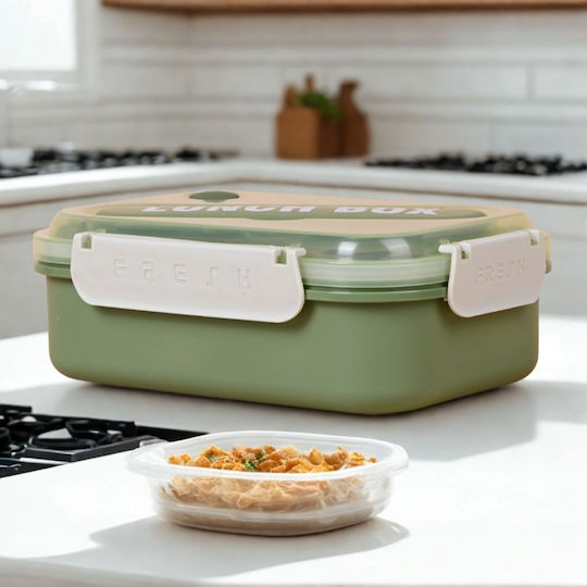 Uncle George Cutie pentru Mâncare Plastic Verde Potrivit pentru Cuptor cu Microunde 1100ml 1buc