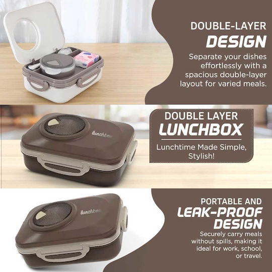 Uncle George Microwave Plastic Lunch Box Beige 1300ml