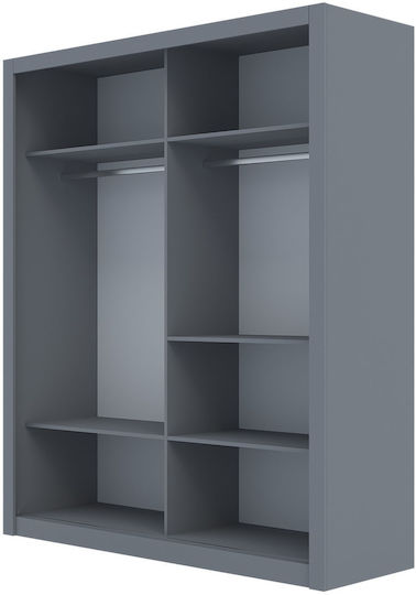 Doppeltür Kleiderschrank Reflex mit Spiegel Grey 180x60x215cm