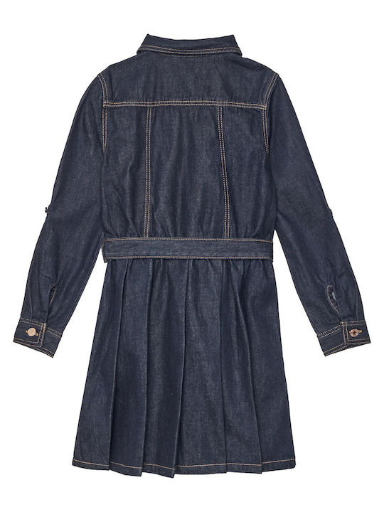 Kinderkleid Langärmelig Denim Blau