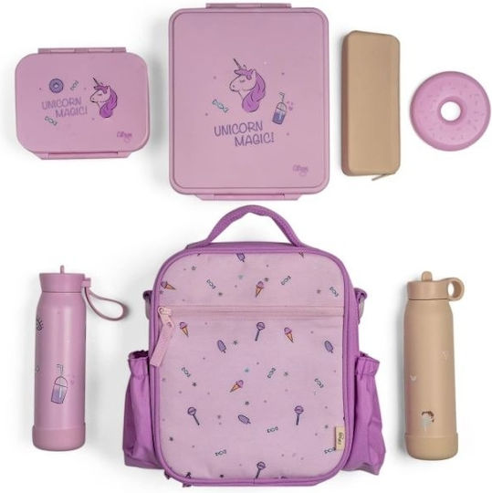 Unicorn School Insulated Food Case 0.5lt Yellow Unicorns 33 x 12.5 x 22cm