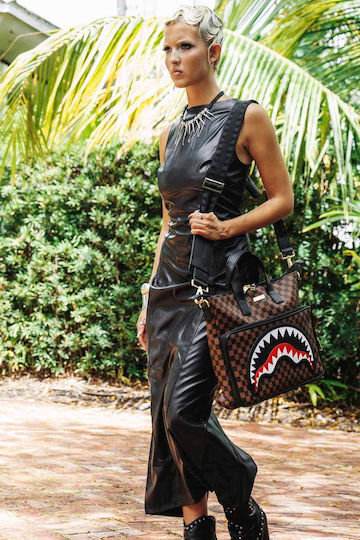 Sprayground Sharks Σακ Βουαγιάζ Καφέ από Δερματίνη Μ40xΠ5xΥ32εκ.
