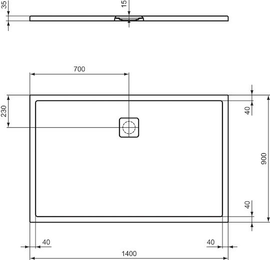 Ideal Standard Ultra Flat Rechteckig Keramik Dusche x90cm Weiß