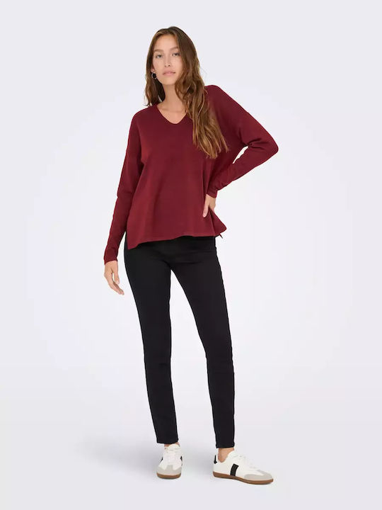 Life Women's Sweater with V Neckline Purple
