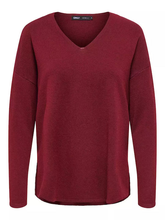 Life Women's Sweater with V Neckline Purple