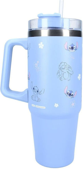 Paladone Handled Tumbler Θερμός Ανοξείδωτο 900ml Μπλε με Καλαμάκι και Λαβή