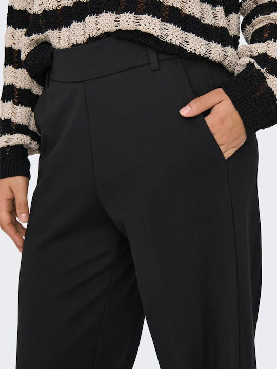 Dama Tesatura Pantaloni cu Croială Dreaptă Black