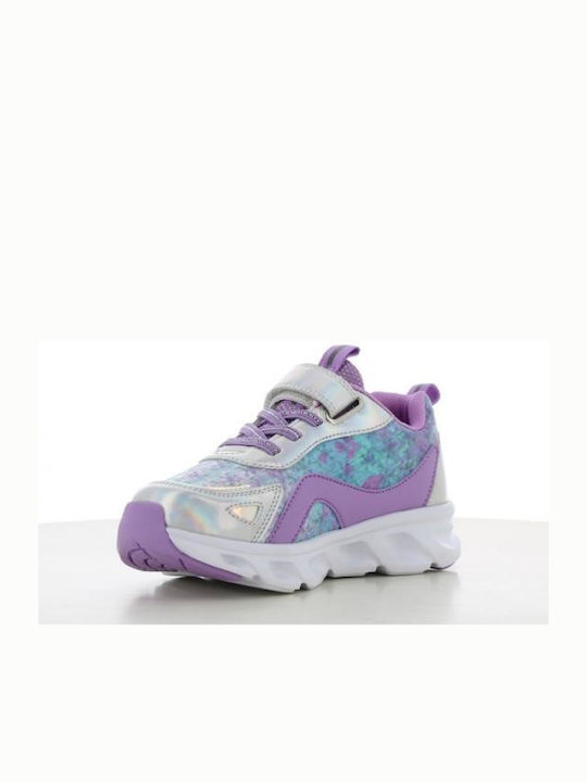 Frozen Παιδικά Sneakers με Σκρατς & Φωτάκια Ασημί