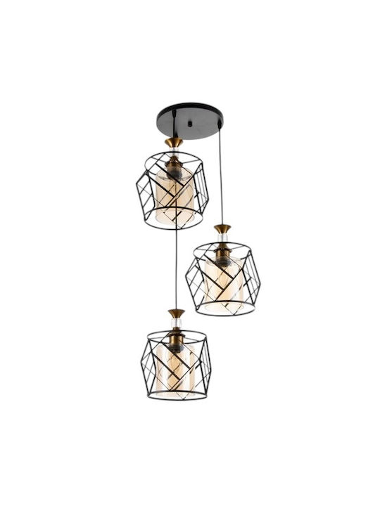 Diamond Adjustable Pendant Light Black with Socket E27