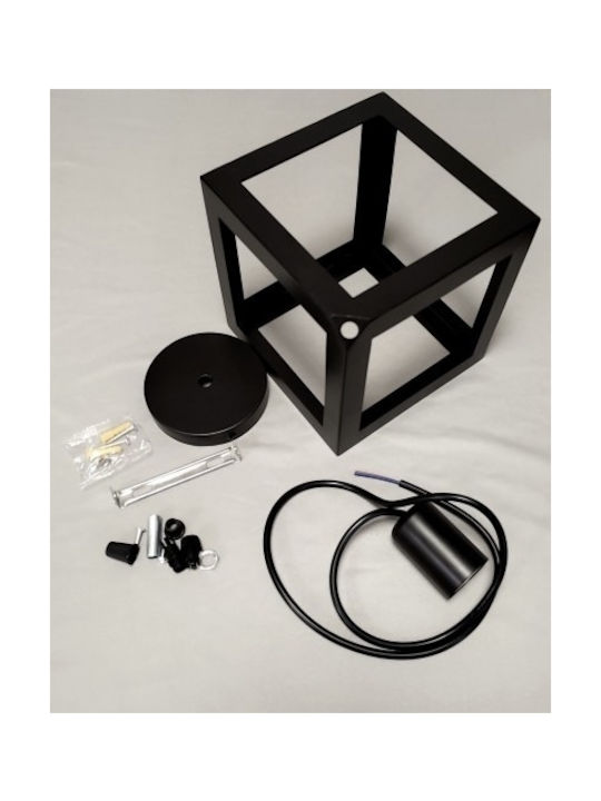 Diamond Adjustable Pendant Light Black with Socket E27 27x27cm